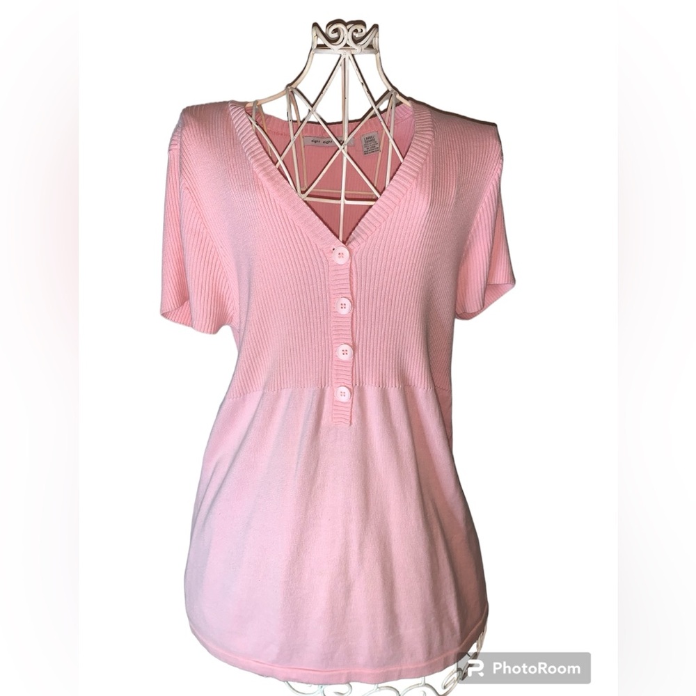 EIGHT EIGHT EIGHT V-NECK WOMENS SHORT SLEEVE SWEATER/TUNIC